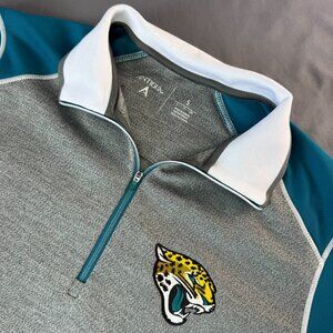 Antigua Jacksonville Jaguars Quarter Zip Football Gray/Teal Logo Embroidered S
